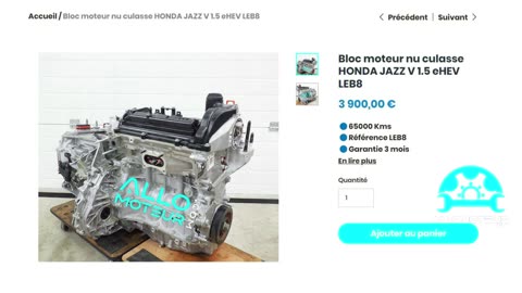 ALLOMOTEUR.COM - Bloc moteur nu culasse HONDA JAZZ V 1.5 eHEV LEB8