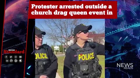 Protester arrested outside a church drag queen event in Ontario