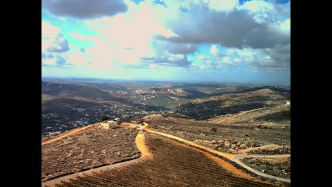 A man runs on Mount Bracha in Samaria, Israel