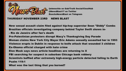 Thursday, November 23, 2023 News Blast