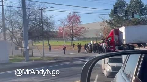 Andy Ngo - Palestine protesters surround and confront truck driver in Portland