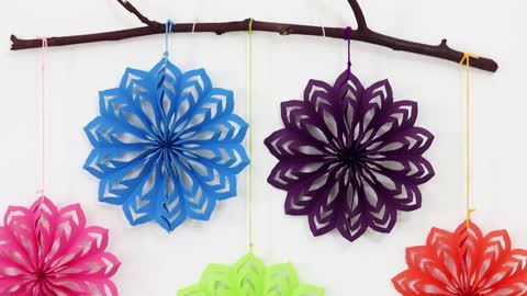 Simple Paper snowflake wall hanging | DIY easy paper crafts tutorial - Wall decoration ideas