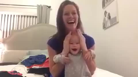 Very funny lauging baby with mom cute baby