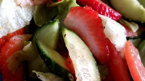 Simple cucumber strawberry salad