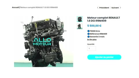 ALLOMOTEUR.COM - Moteur complet RENAULT 1.6 DCI R9M409