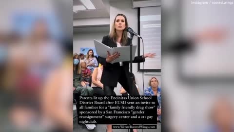 Mom wows the internet with blistering speech branding woke school board 'groomers and pimps'