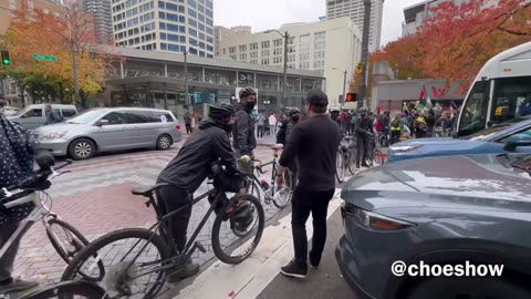 Seattle Cops Watch Over Antifa 'Bike Brigade' Blocking Traffic