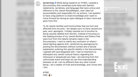 Kyrie Irving Apologizes for Promoting Antisemitic Doc E! News