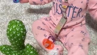 Baby Has in Depth Conversation With Talking Cactus Toy