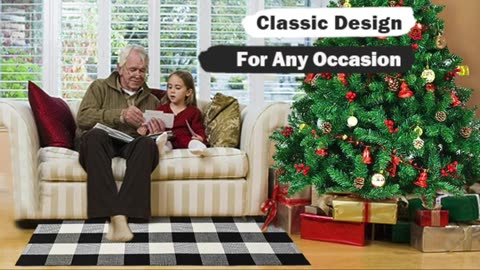 27.5 x 43" washable Buffalo Check Rug for layered mats, kitchen, farmhouse. Ideal Christmas porch decor.
