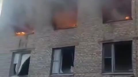 Burning Ukrainian base with foreign mercenaries in Bakhmut