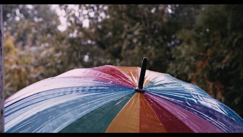 Relaxing Calming Sounds of Rain on Umbrella video and sound ASMR White Noise 1Hour