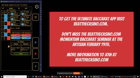 The BeatTheCasino.com Ultimate Baccarat App Major Dashboard