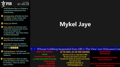 2022-02-02 07:00 EST - Patriots Soapbox AM: with LadyRWB , MykelJaye & DD