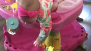 Nine month old escapes exersaucer!