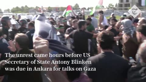 Pro-Palestine crowds try to storm air base housing US troops in Turkey