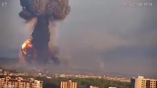 A massive explosion this morning at an ammunition depot in Khmelnytsky, Ukraine.