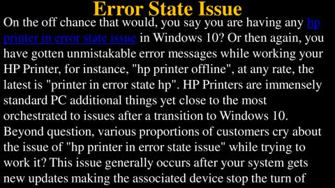 Ways To Troubleshoot HP Printer In Error State Issue