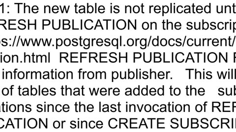 PostgreSQL logical replication not working after added a new table to publication