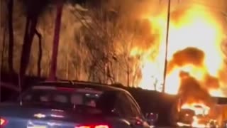 Propane Truck Crashes into Railroad Bridge Triggering a Massive Explosion
