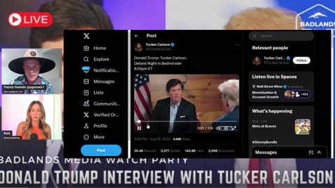 Badlands Media Watch Party - Donald Trump Interview with Tucker Carlson