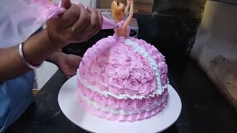Birthday Barbie Doll Cake _ Pink Barbie Doll Cake _ Doll Cake _ 2Kg Barbie Doll Cake