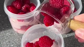 Making a delicious strawberry dessert .