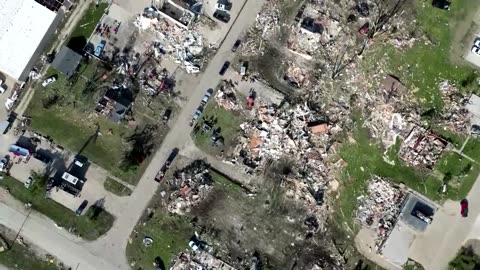 Drone footage shows tornado devastation in Iowa