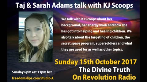 Taj & Sarah Adams talk with KJ Scoops on The Divine Truth on Revolution Radio