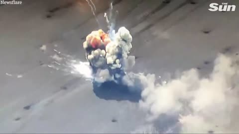 Ukrainian forces destroy Russian weapons in huge explosion
