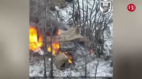 Coming under drone attack, Russians try to save their burning cars and military equipment