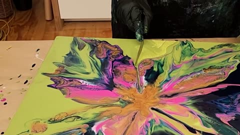 Wild Sage Dutch Pour Bloom Flower Painting ~ Risky Color Combo