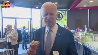 BIDEN, eating ice cream: "Our economy is strong as hell"