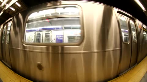 Subway train leaving the station