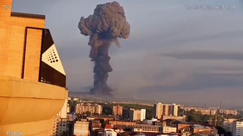 CCTV footage of huge explosions in Ukrainian city of Khmelnitsky