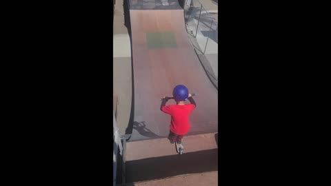 Six Year Old Kid Jumps the Mega Ramp at Clairemont Skate Park