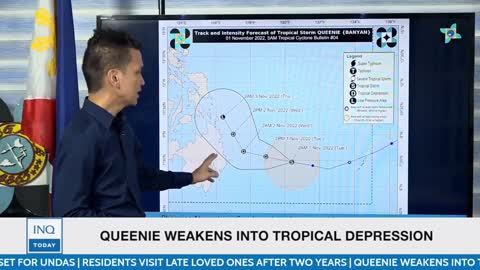 Queenie weakens into tropical depression