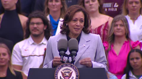 Kamala Harris fills in for President Biden at White House College Athlete Day