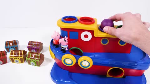 !Peppa Pig Video de aprendizaje del color de los cofres del tesoro para niños pequeños y niños!