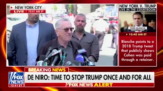 De Niro's meltdown about Trump outside the courthouse was interrupted by a blaring car alarm. 🤣