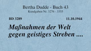 BD 3289 - MASSNAHMEN DER WELT GEGEN GEISTIGES STREBEN ....