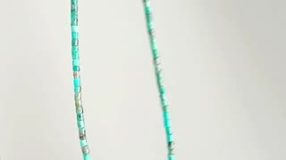 3mm Natural turquoise heishi beads with Free-shape stone pendant handmade necklace 20230928-06-08