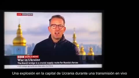 Una explosión en la capital de Ucrania durante una transmisión en vivo en la BBC