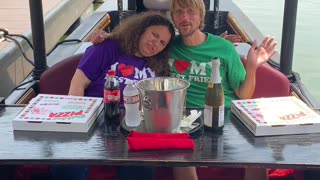 D’Lynn Branton and Matt Tiso on the pizza cruise boats