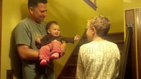 Baby Laughing Hysterically at her brother performance