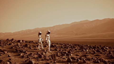 Astronauts Walking on Mars