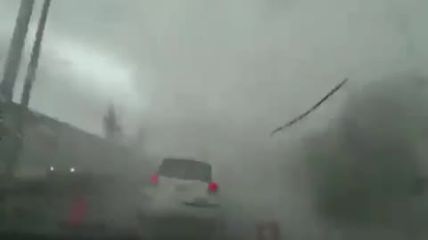 Tornado forms on car while driving