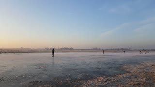 Ice Skating with nice sunrise