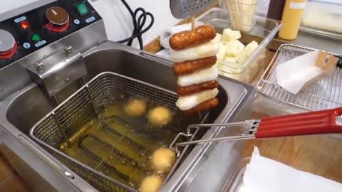 Korean cheese hot dog combo - korean street food