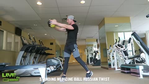 How To Do A STANDING MEDICINE BALL RUSSIAN TWIST | Exercise Demonstration Video and Guide